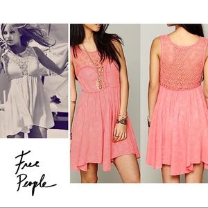 Free People Coral Lace Mini Dress